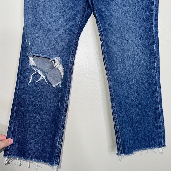 Abercrombie & Fitch Curve Love Ultra High Rise Ripped Ankle Straight 25 - Picture 4 of 7